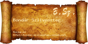 Bondár Szilveszter névjegykártya